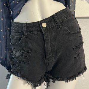 Shein Black Ripped Shorts